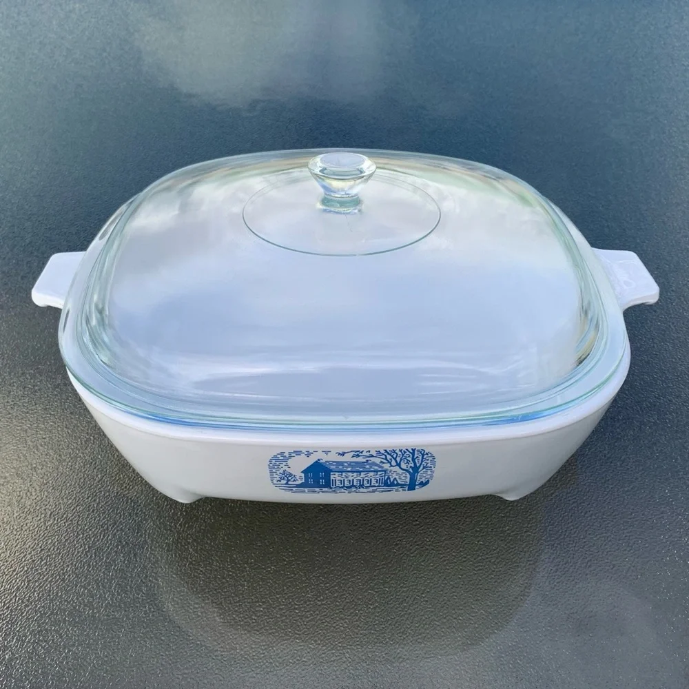 Corning Ware Cottage Core, Farm Core Blue Colonial House Lidded Browning Skillet